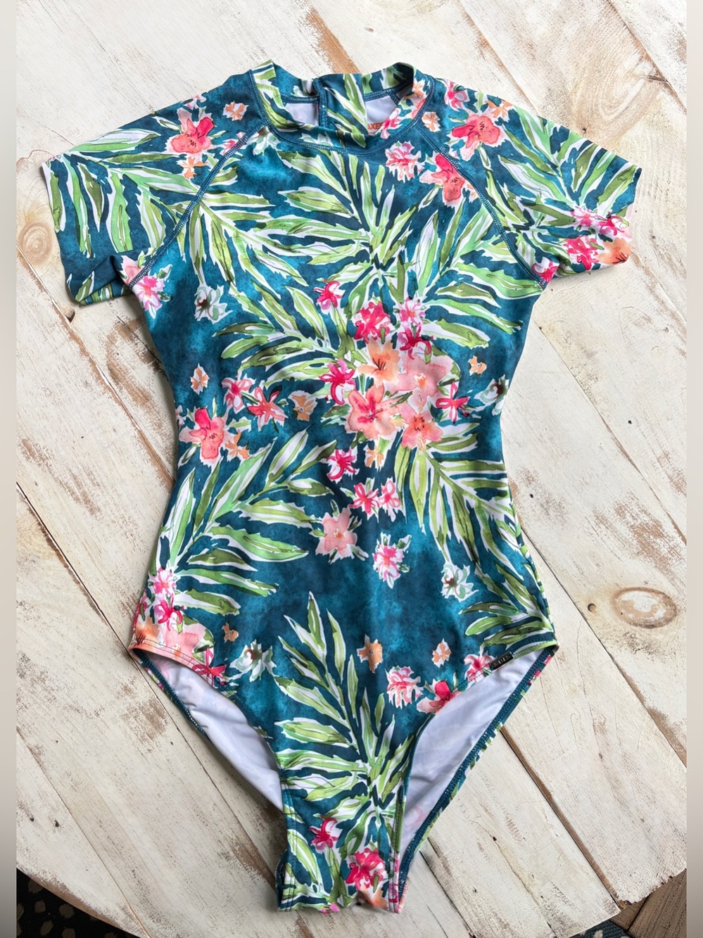 AXESEA athletic swimsuit tropical surfing rash guard SPF sporty sz 4 Australian - Picture 10 of 16